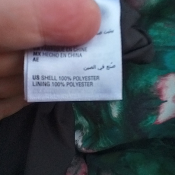 I.N.C International Dress Womens Sz 12P Green Floral Print Hi Low Short Sleeves - Picture 9 of 11